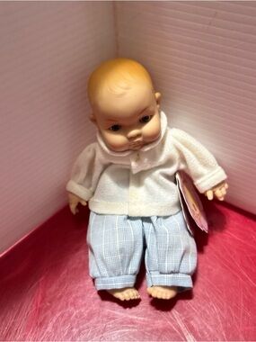Plush Baby Doll in White Jacket and Light Blue Pants - Kids Toy